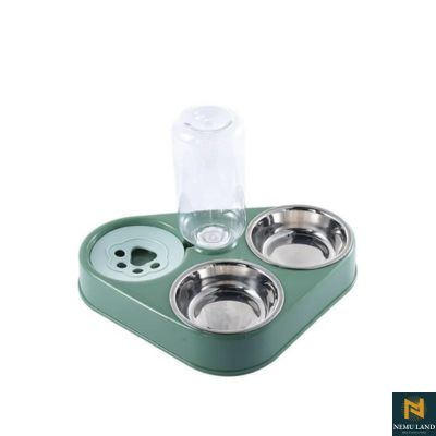 3 In 1 Pet Dog Cat Food Bowl with & Automatic Drinking Fountain - NivoLand