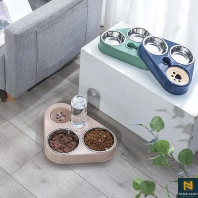 3 In 1 Pet Dog Cat Food Bowl with & Automatic Drinking Fountain - NivoLand