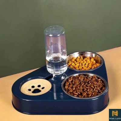 3 in 1 pet dog cat food bowl with & automatic drinking fountain - nivoland