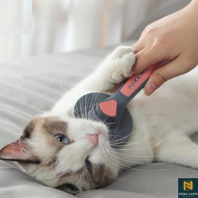 pink stainless steel brush for cats and dogs - nivoland