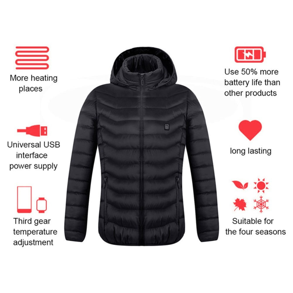 New Heated Jacket Coat USB Electric Jacket Cotton Coat Heater Thermal Clothing Heating Vest Men's Clothes Winter - NivoLand