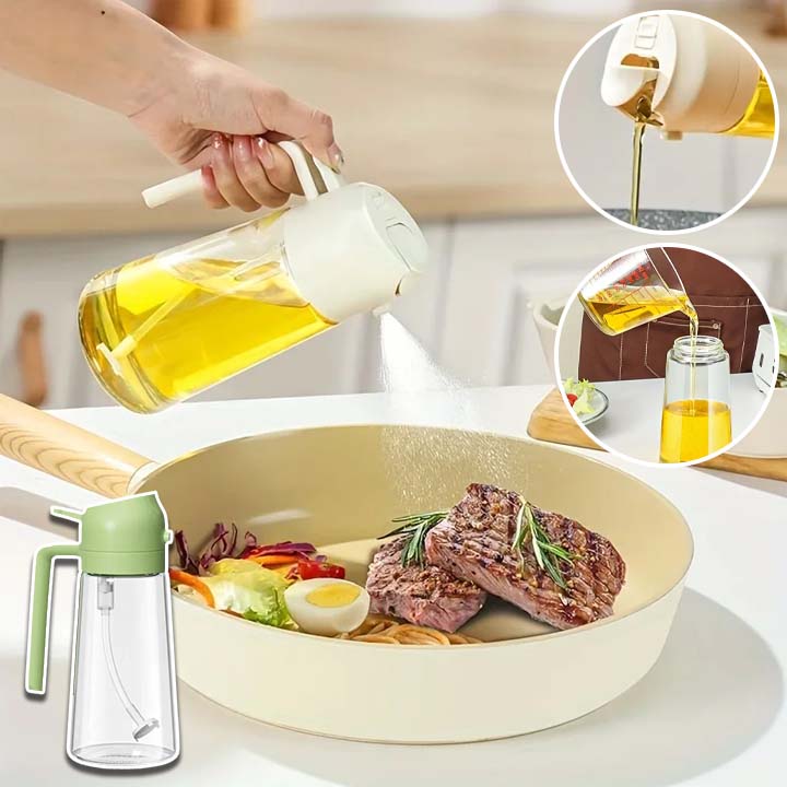 2 in 1 olive oil sprayer and dispenser bottle (plastic bpa free)