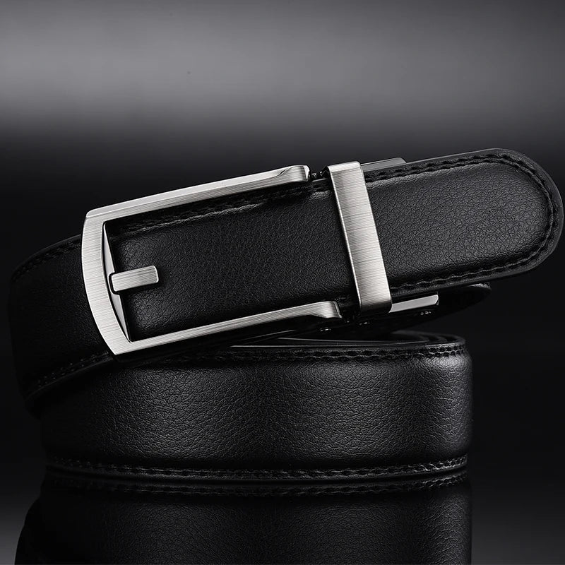 top quality genuine leather men's belt with automatic buckle - nivoland