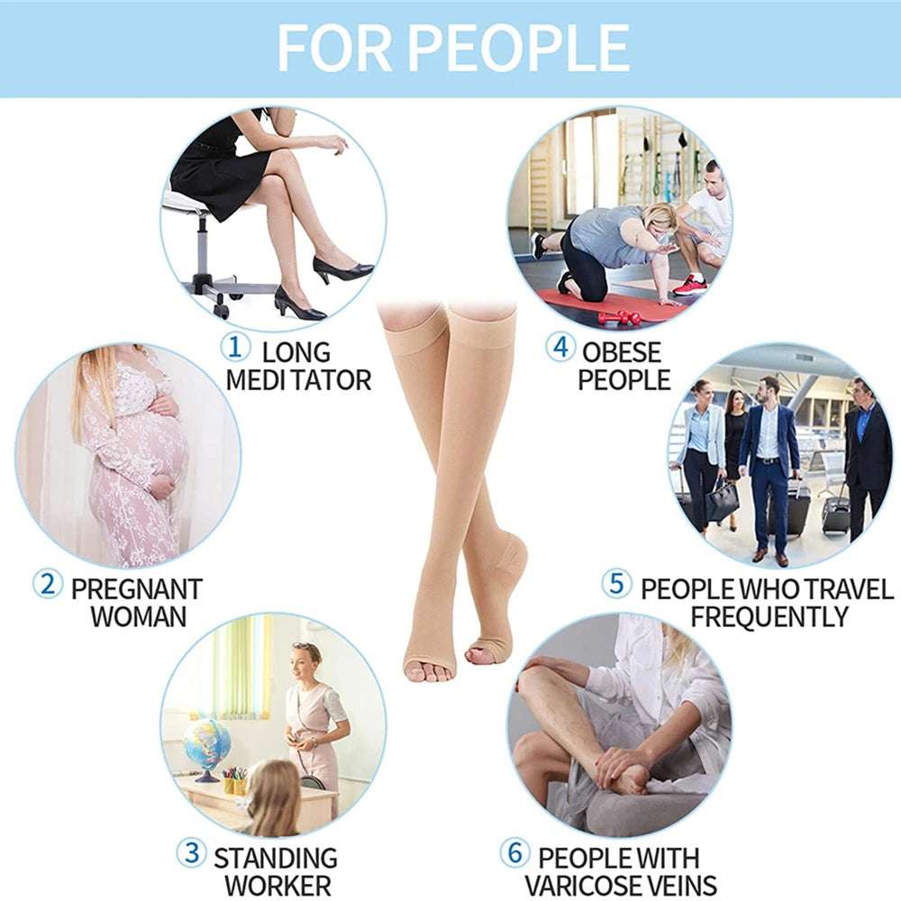 compression socks s-xxl medical prevent varicose veins toeless support hose for women men 1 pairs - nivoland