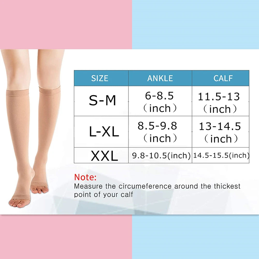 compression socks s-xxl medical prevent varicose veins toeless support hose for women men 1 pairs - nivoland