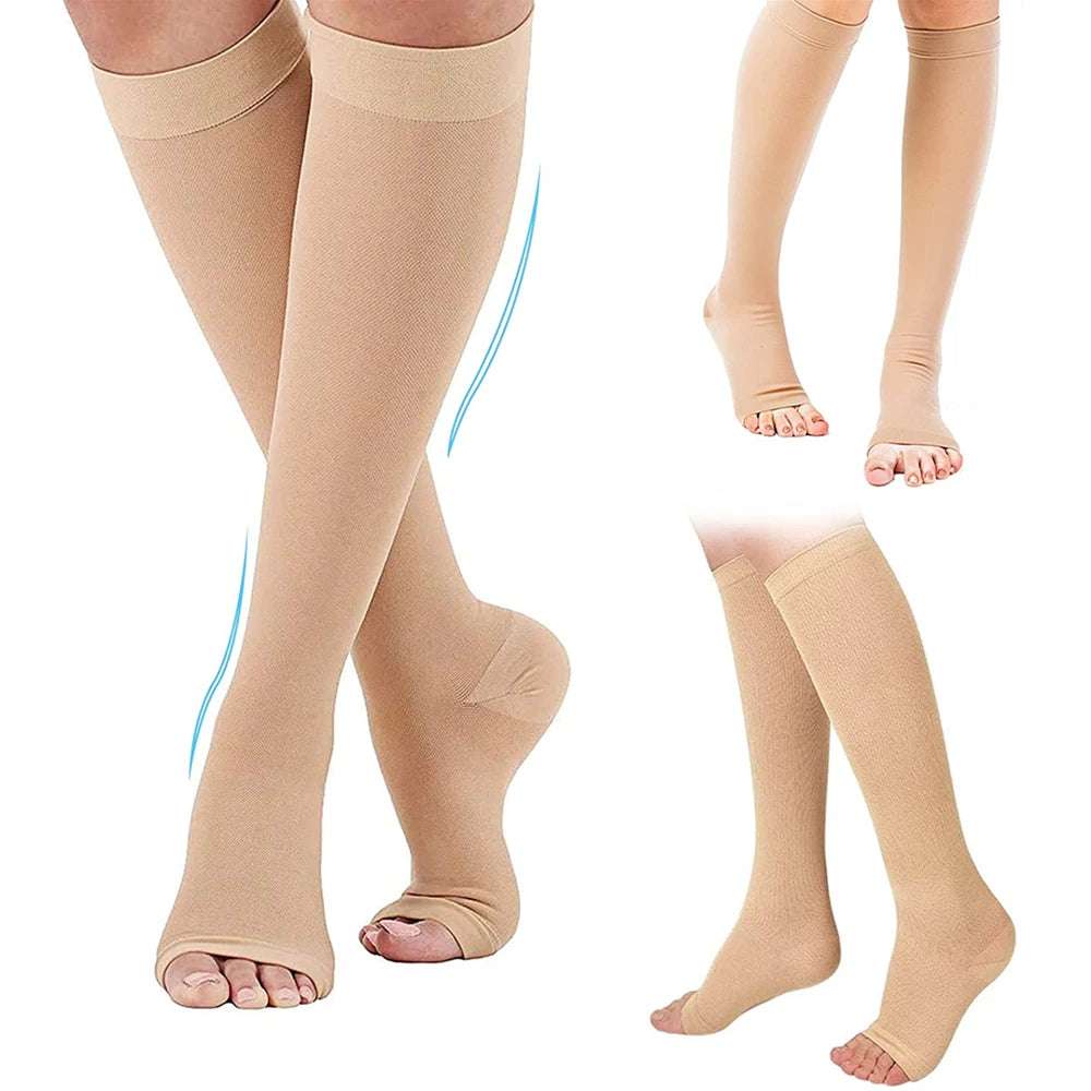 Compression Socks S-XXL Medical Prevent Varicose Veins Toeless Support Hose for Women Men 1 Pairs - NivoLand