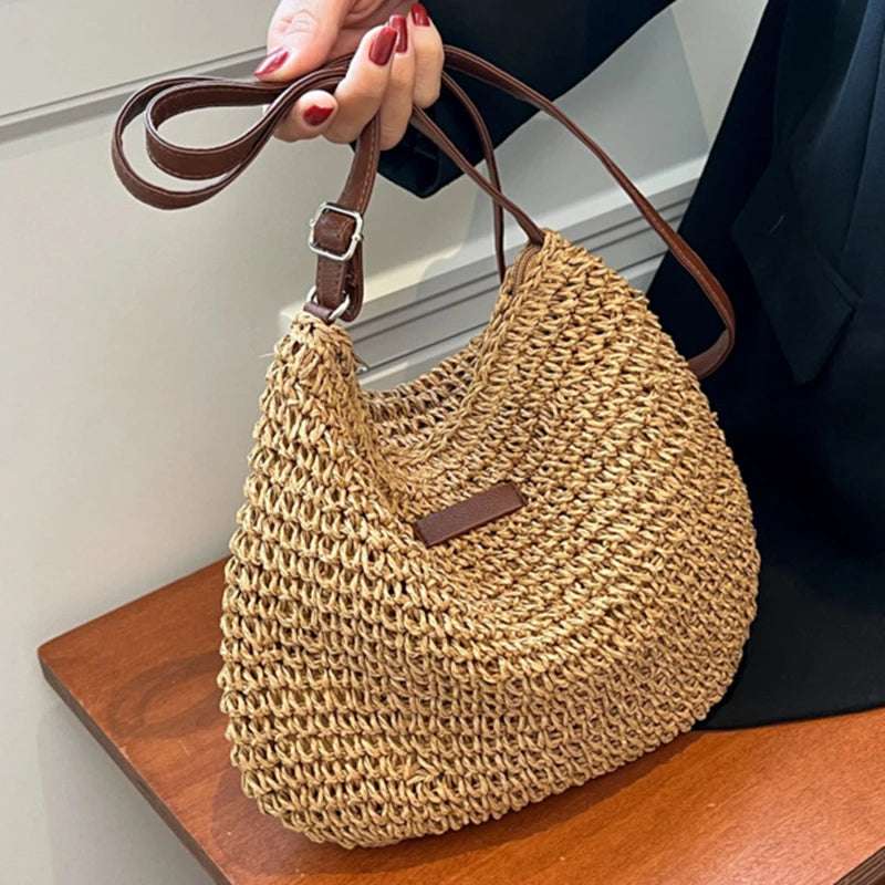 SummerChic™ | Woven Straw Beach Bag - NivoLand