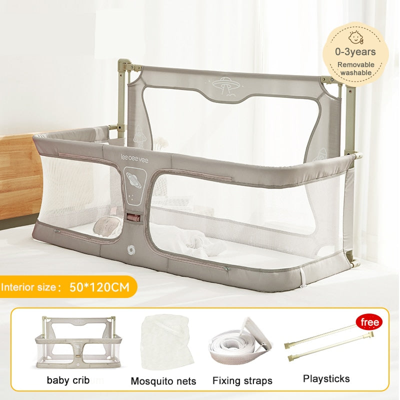 bedside cot for baby, 3-in-1 folding cradle, breathable and visible mesh window - nivoland