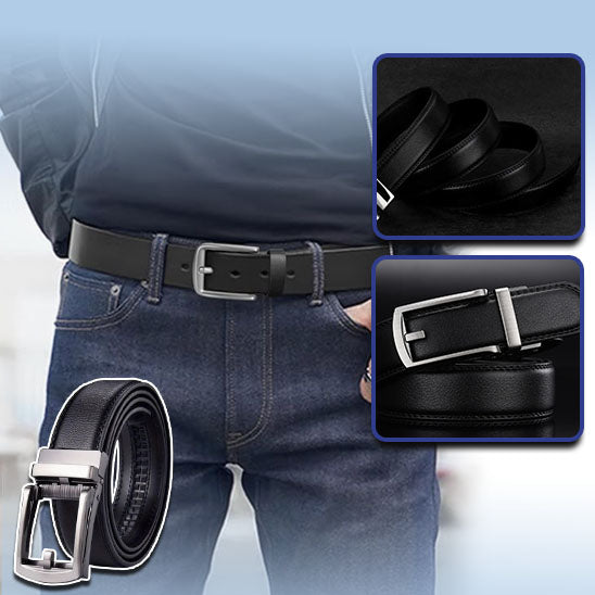 top quality genuine leather men's belt with automatic buckle - nivoland