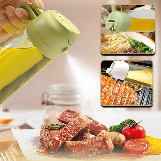 2 in 1 olive oil sprayer and dispenser bottle (plastic bpa free)