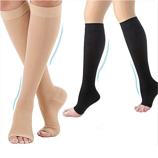Compression Socks S-XXL Medical Prevent Varicose Veins Toeless Support Hose for Women Men 1 Pairs - NivoLand