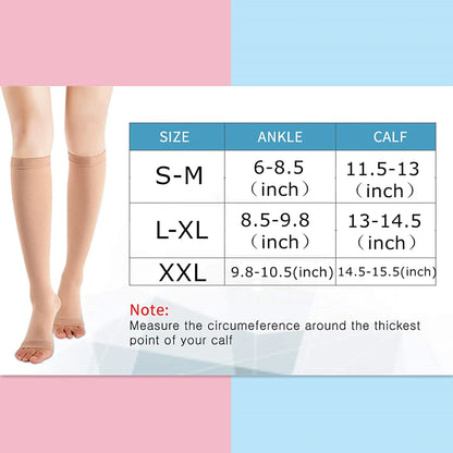 Compression Socks S-XXL Medical Prevent Varicose Veins Toeless Support Hose for Women Men 1 Pairs - NivoLand
