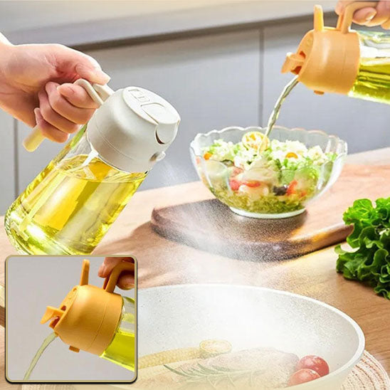 2 in 1 olive oil sprayer and dispenser bottle (plastic bpa free)